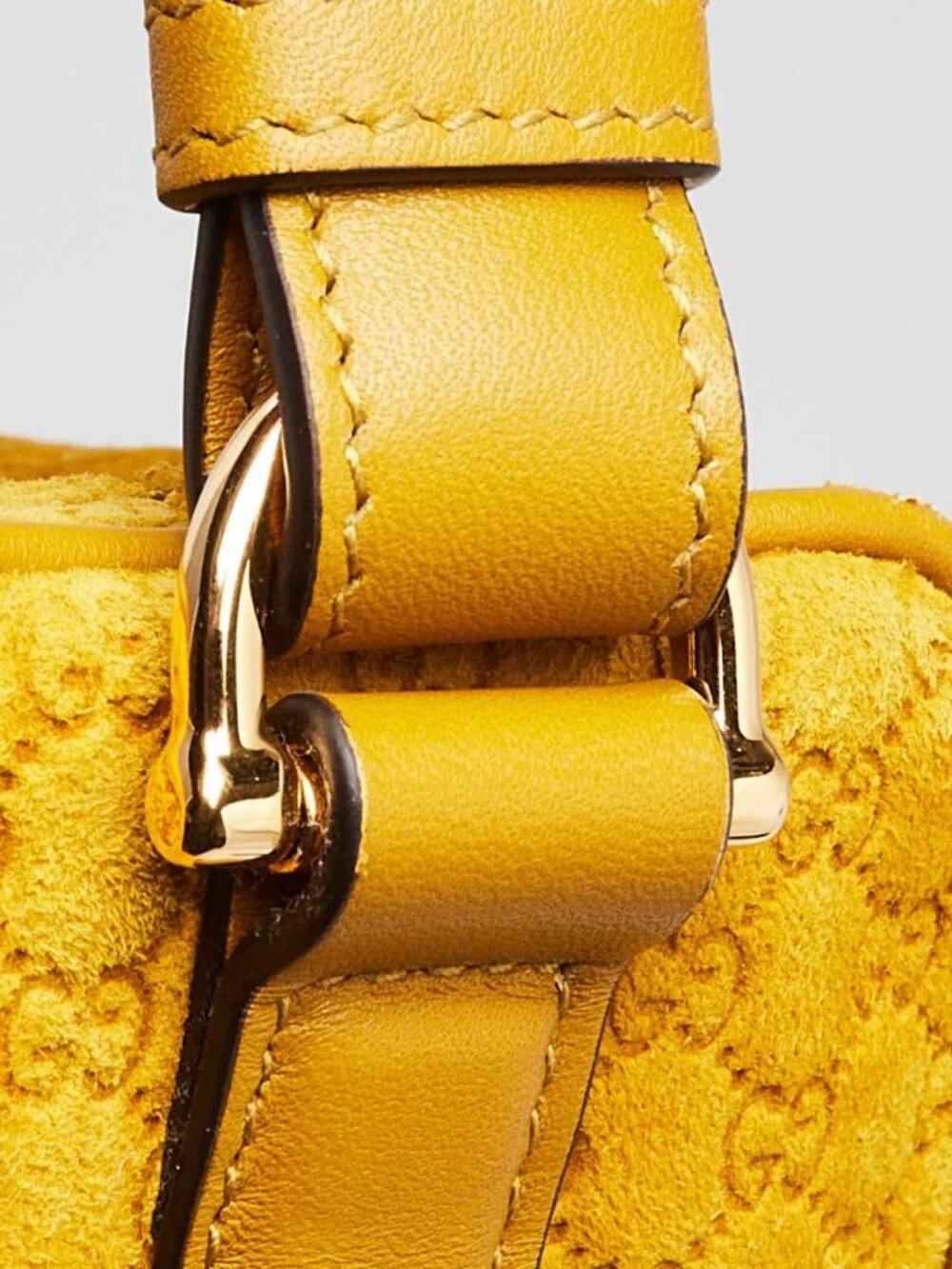 Gucci Yellow Micro Guccissima Embossed Suede Half Moon Horsebit Shoulder Bag - Picture 7 of 11